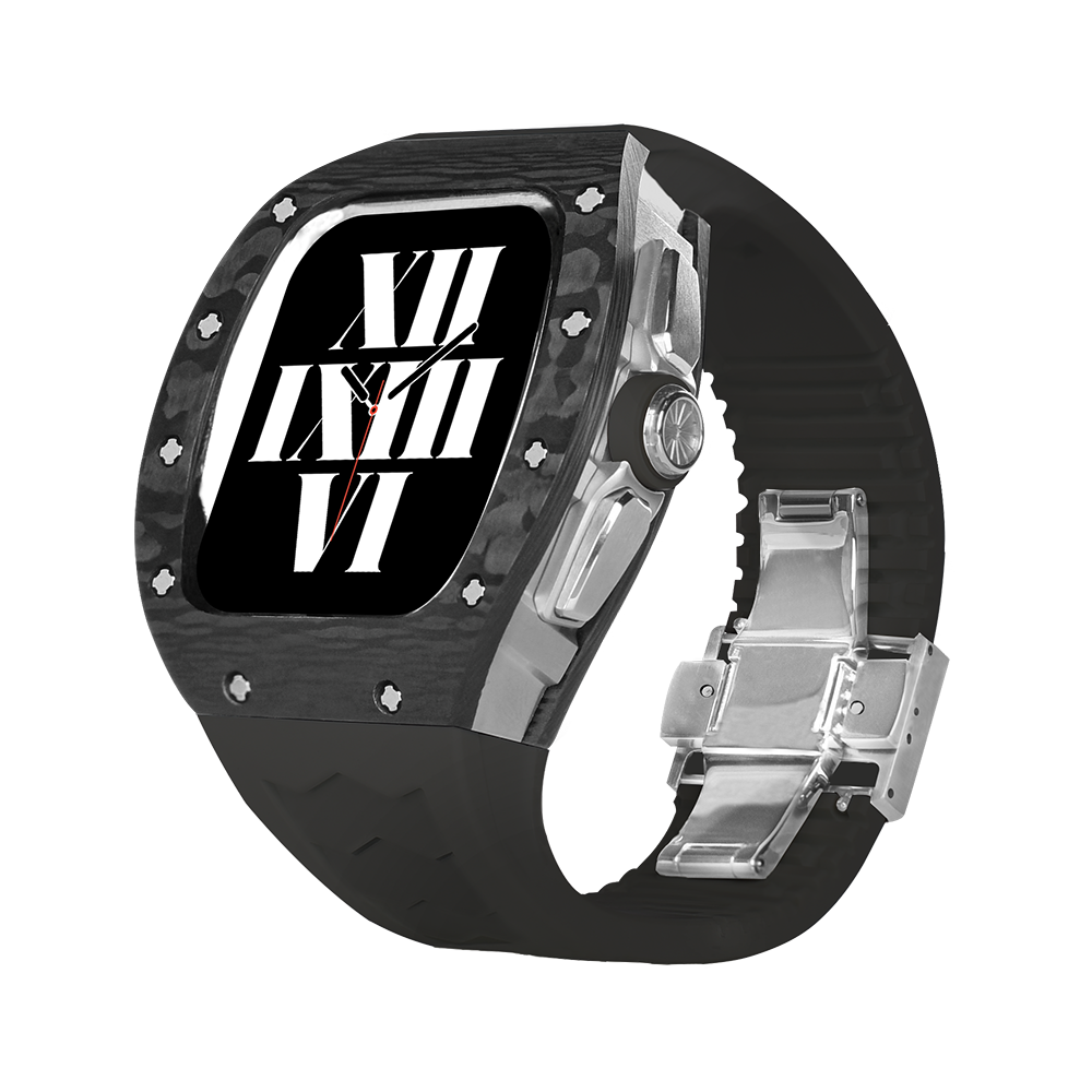 RM V90 Carbon Fiber Luxury Retrofit Kit For Apple Watch 44mm - Silver