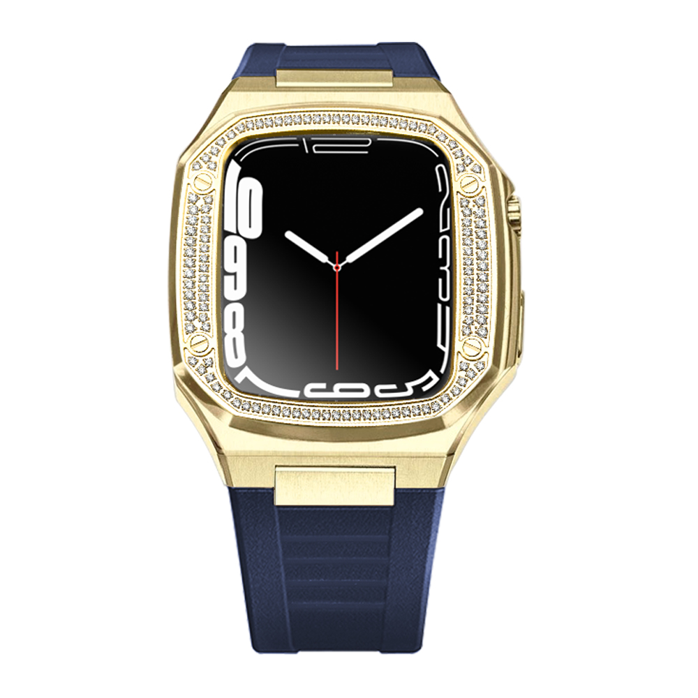 AP Apple Watch Gold Diamond Stainless steel Luxury Case 44/45mm-BLUE