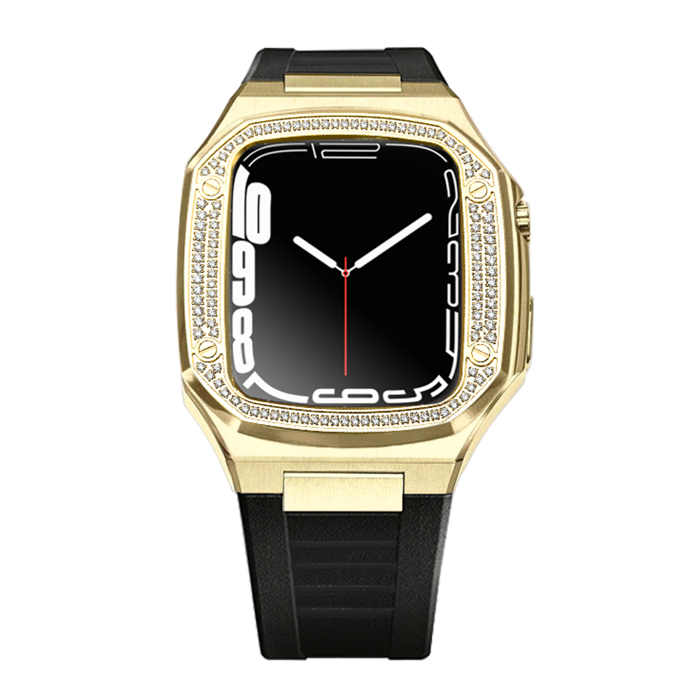 AP Apple Watch Gold Diamond Stainless steel Luxury Case 44/45mm-BLACK