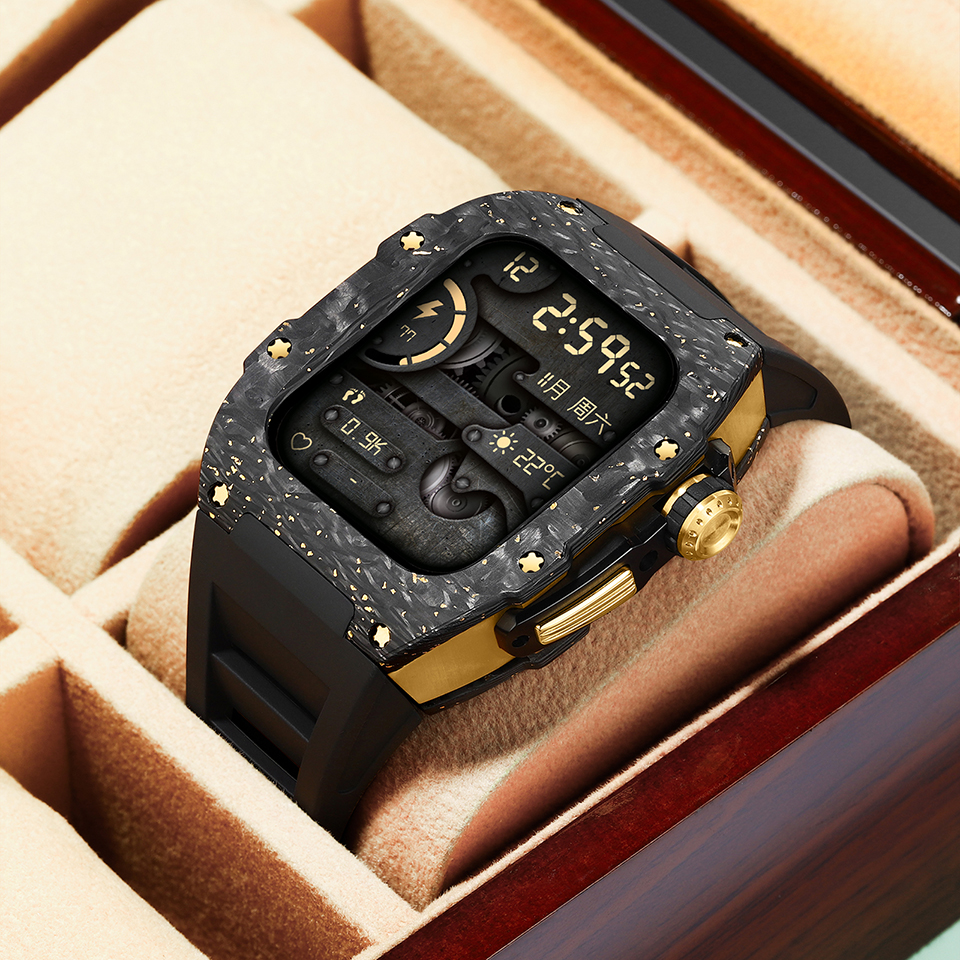 RM V50 Bronzing Carbon Fiber Luxury Retrofit Kit For Apple Watch 44/45