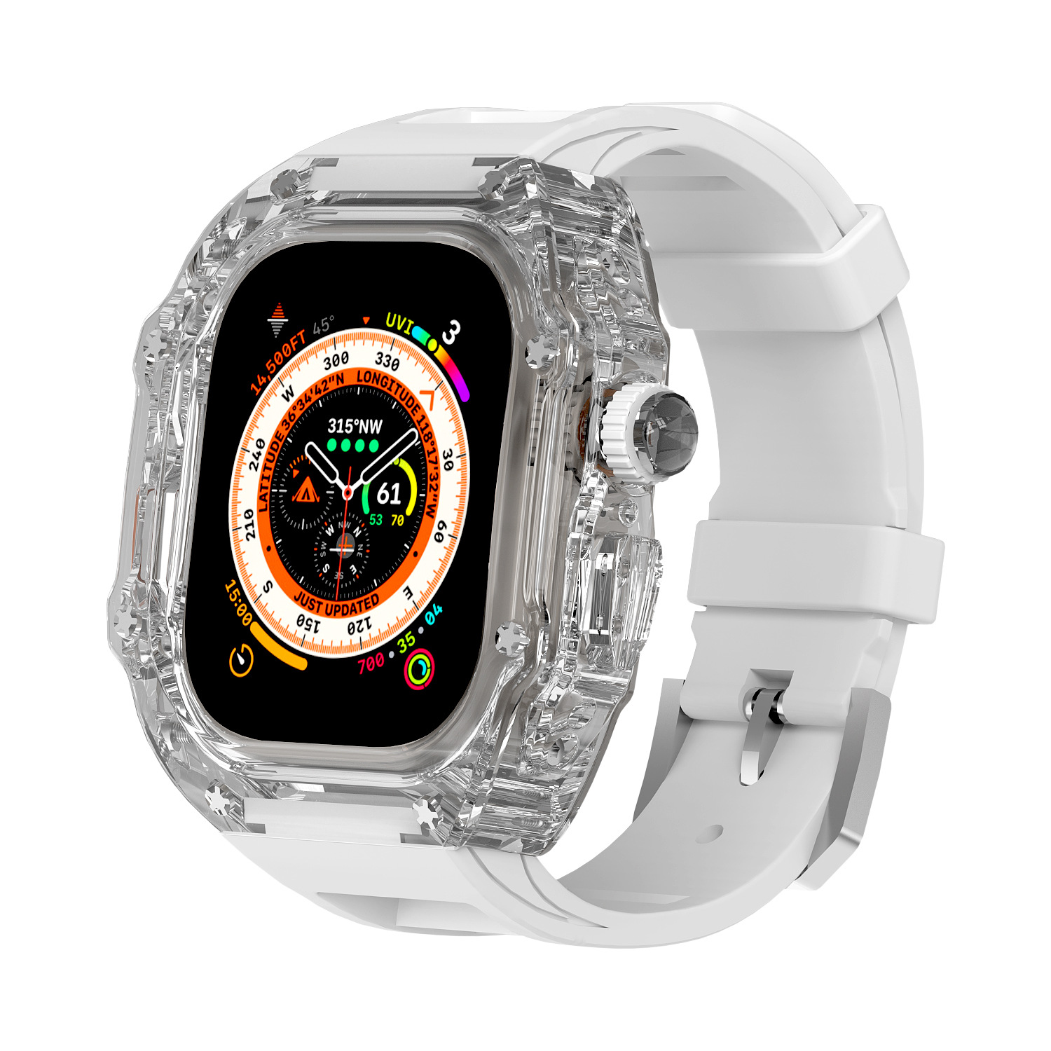 Apple Watch Ultra S8/7/6/5 49mm Clear Case Viton Strap