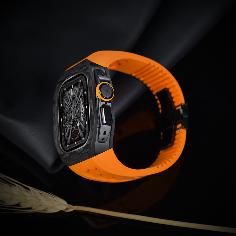 RM V70 Carbon Fiber Titanium Modified Luxury Retrofit Kit For Apple Watch  Ultra/Ultra 2 49mm - Red