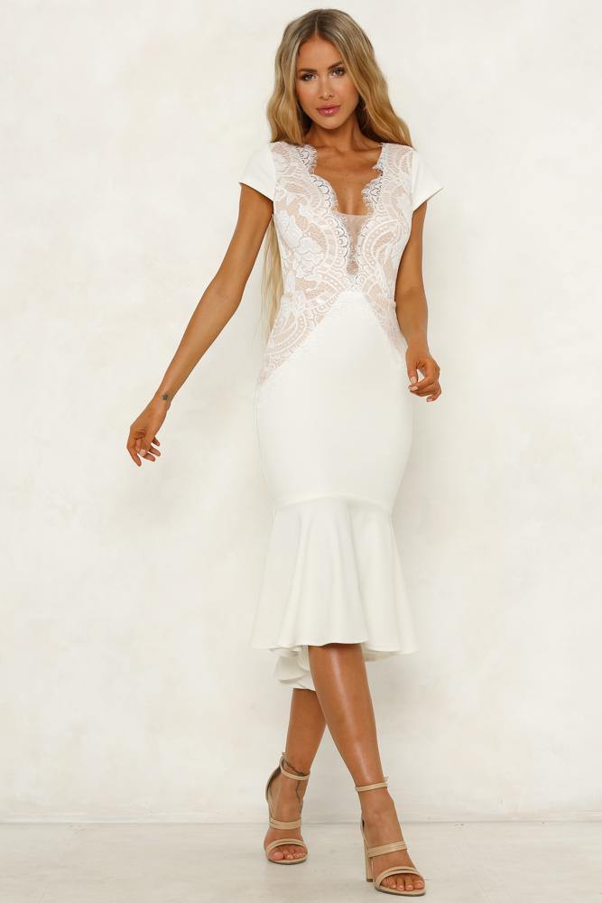 Fifth Avenue Fever Midi Dress White