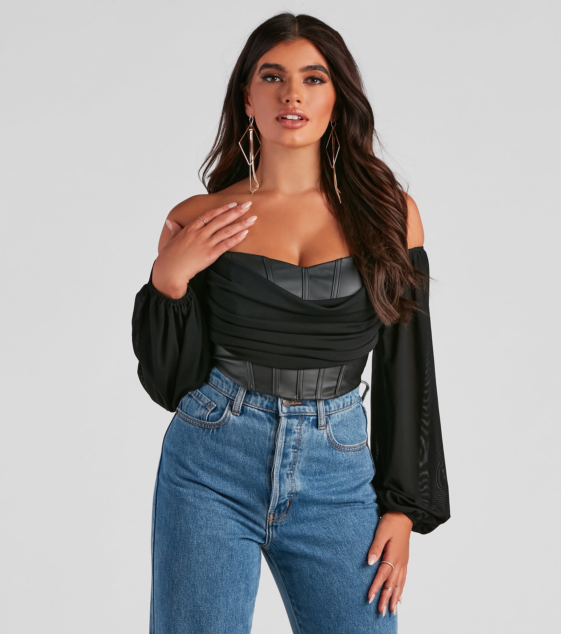 Edgy Luxe Off The Shoulder Corset Top