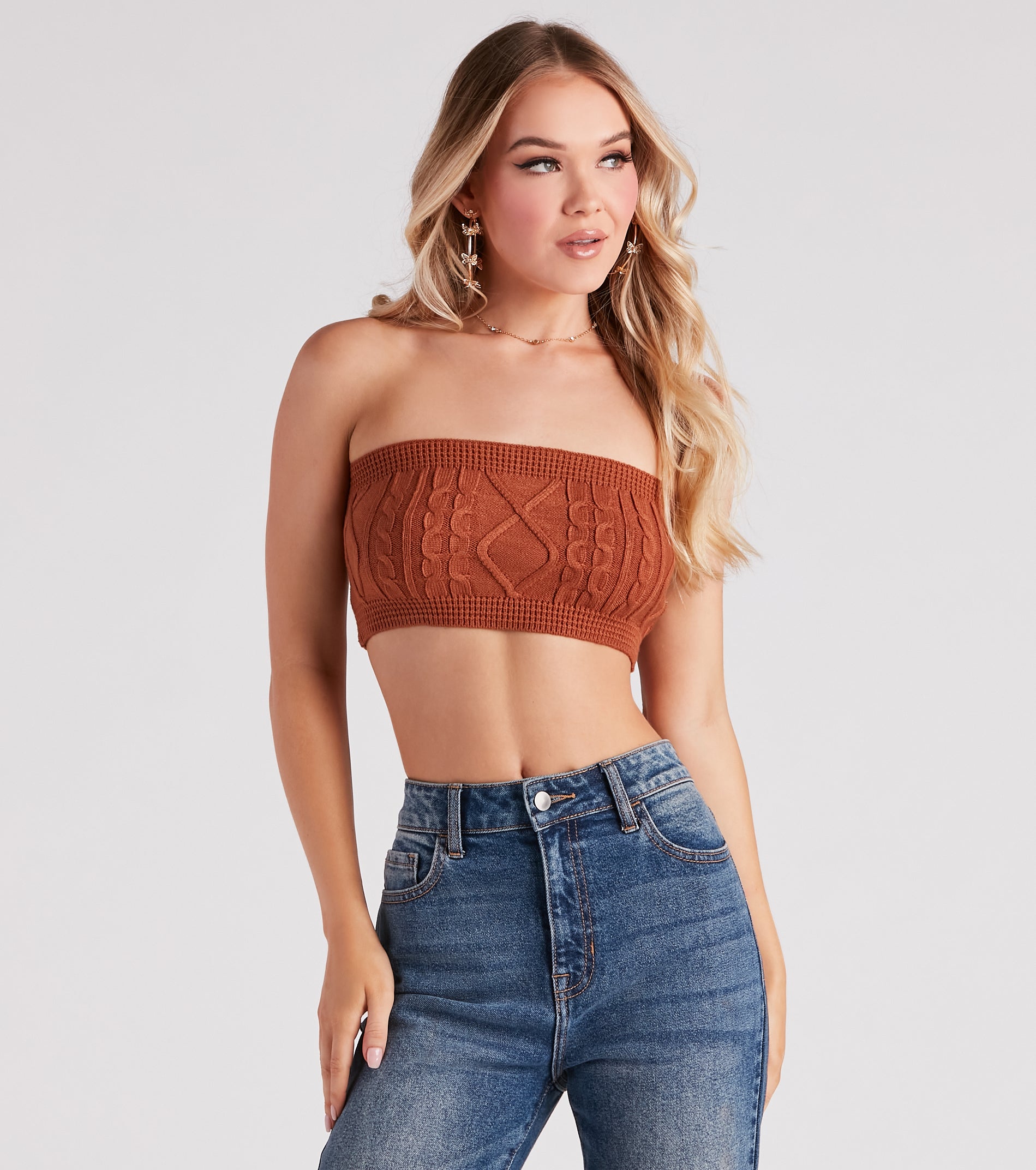Call Me Cutie Cable Knit Tube Top