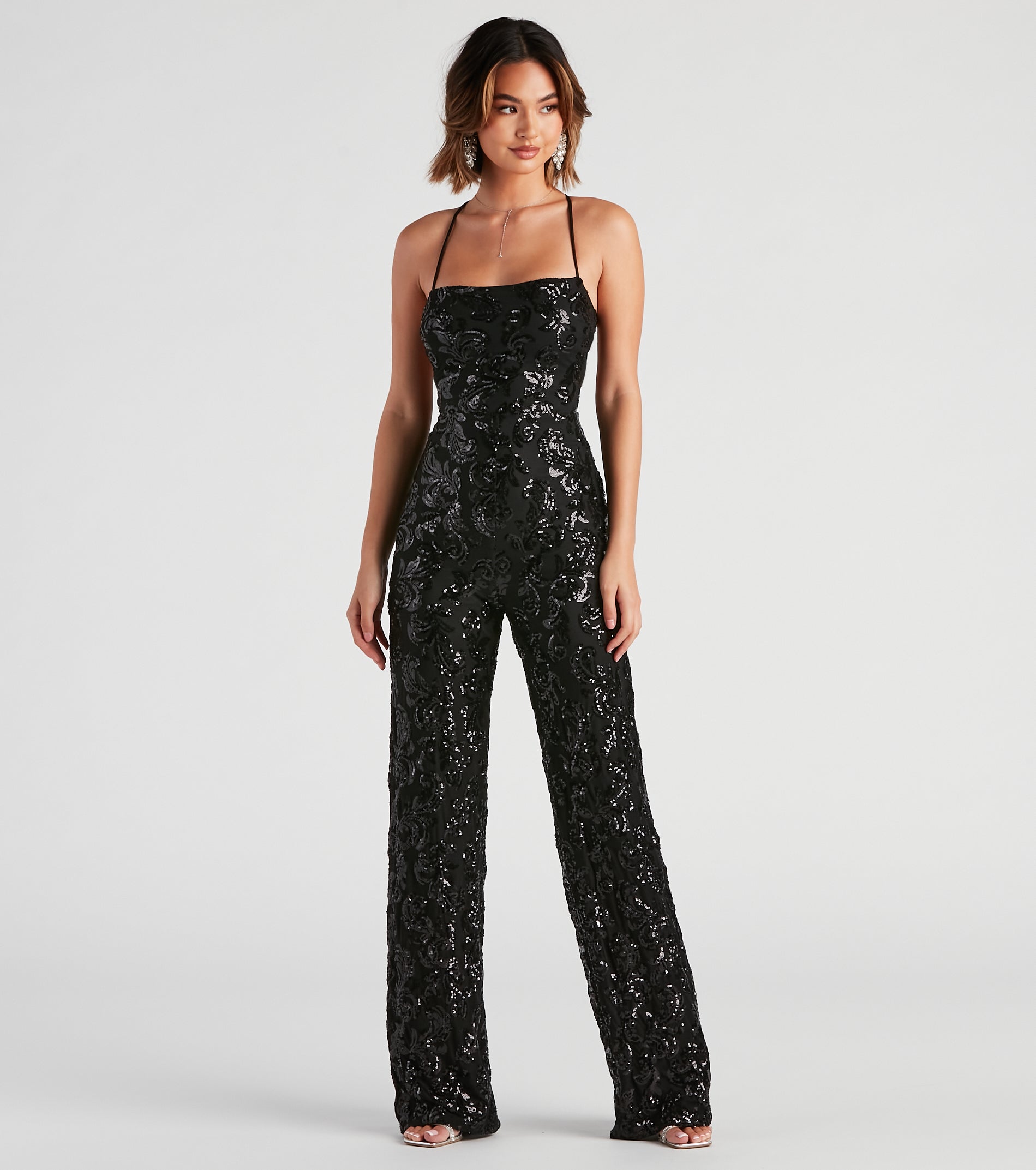 Radiate In Sequins Lace-Up Jumpsuit