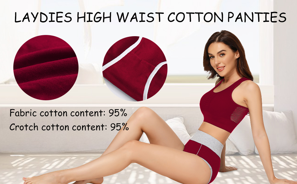 Women's Underwear, High Waisted Cotton Panties Soft Stretch