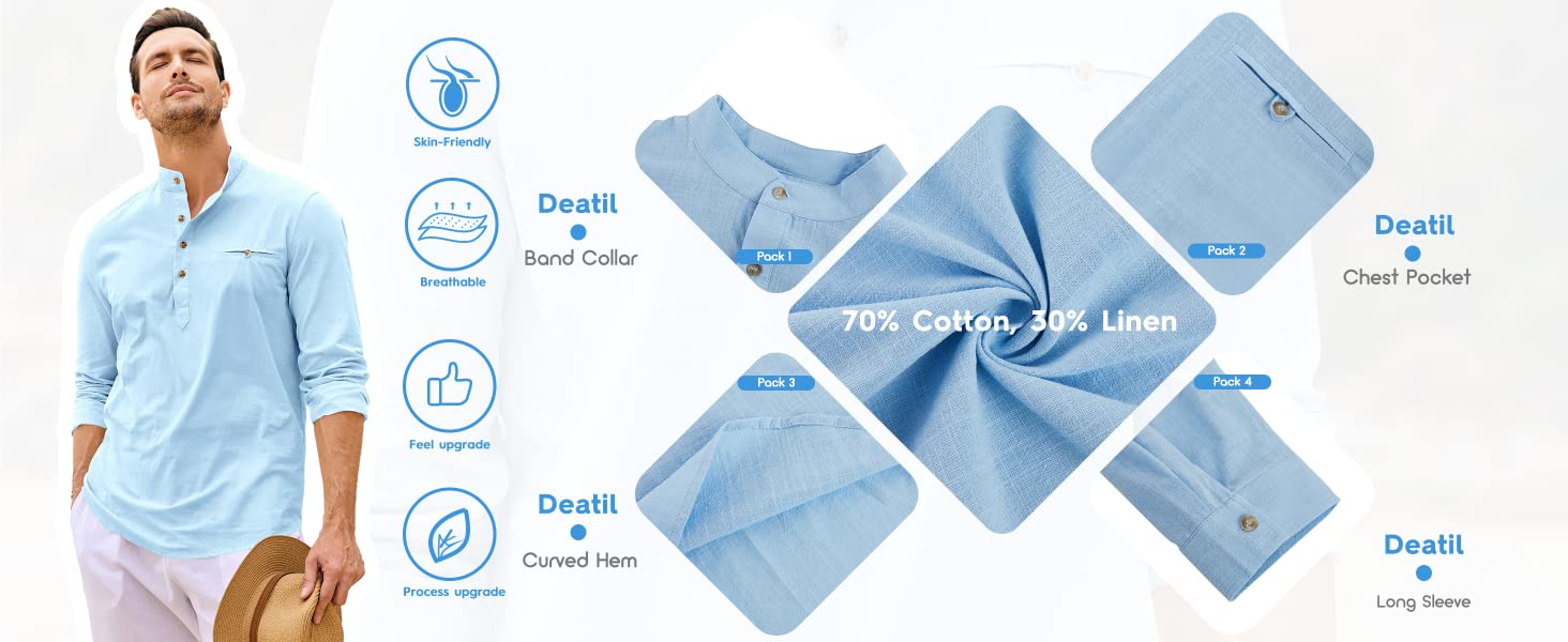 henley de manga larga para hombre