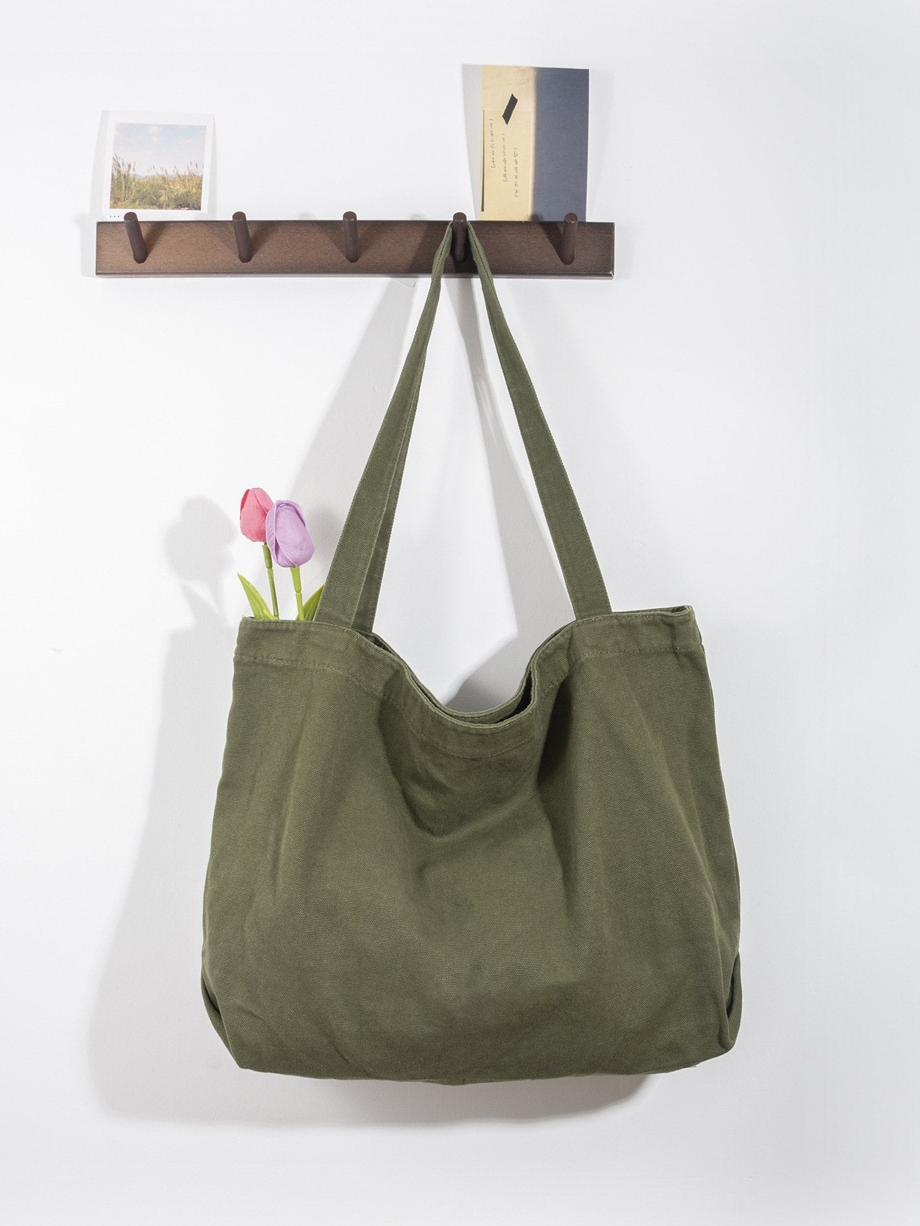 Fashion Women's Bag Large Capacity Canvas Bag Korean Light Solid Color Shoulder Casual Retro Shopping Bag Handbag