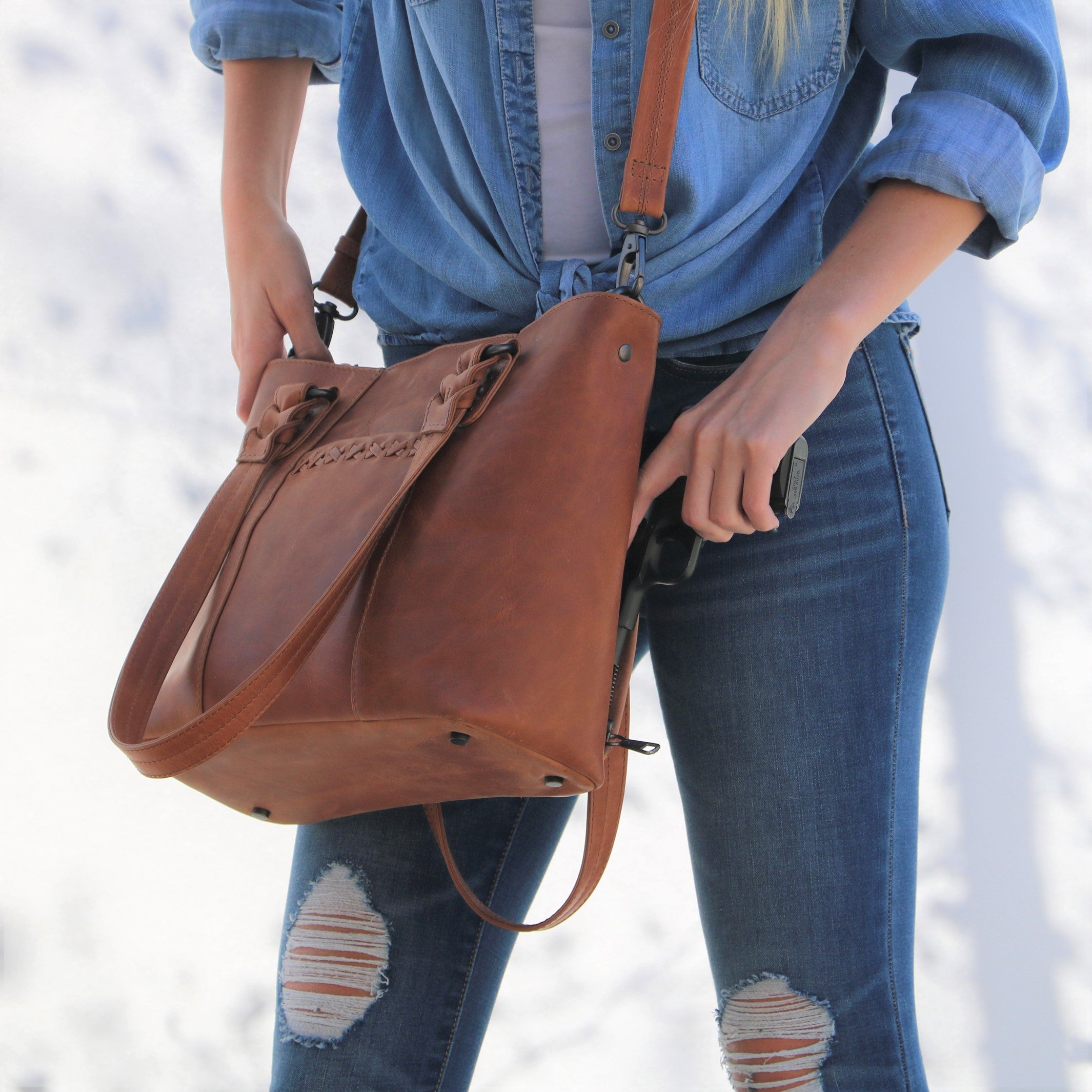 Peyton Concealed Carry Leather Tote Bag