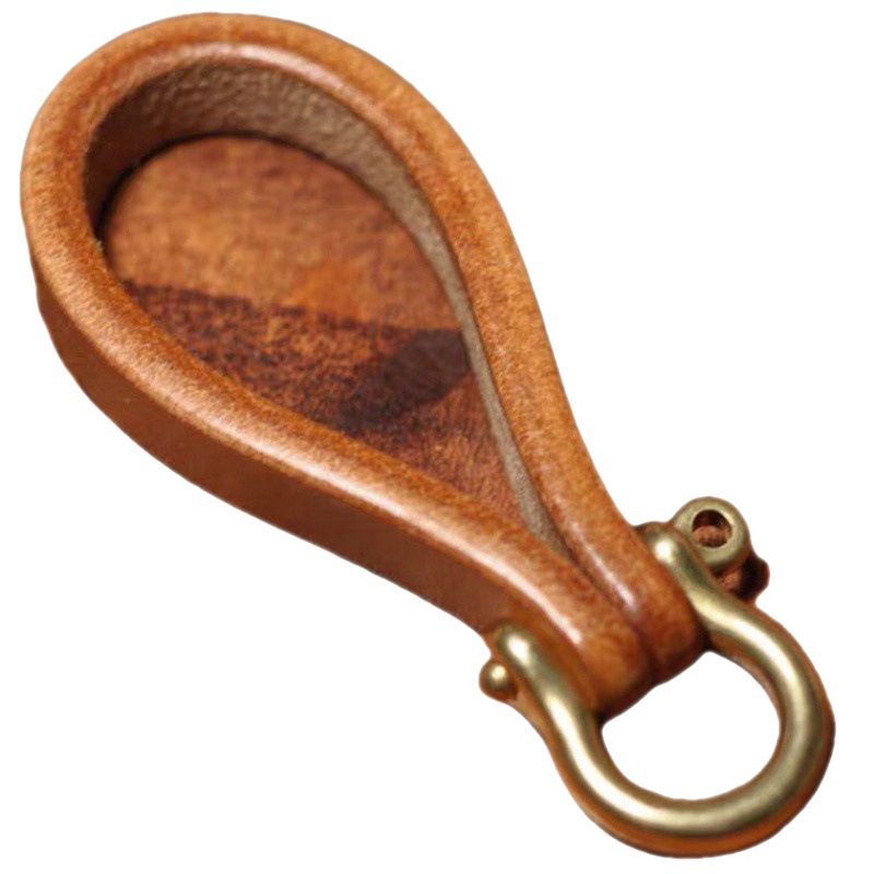 Pure Copper Horseshoe Buckle Pure Leather Key Chain