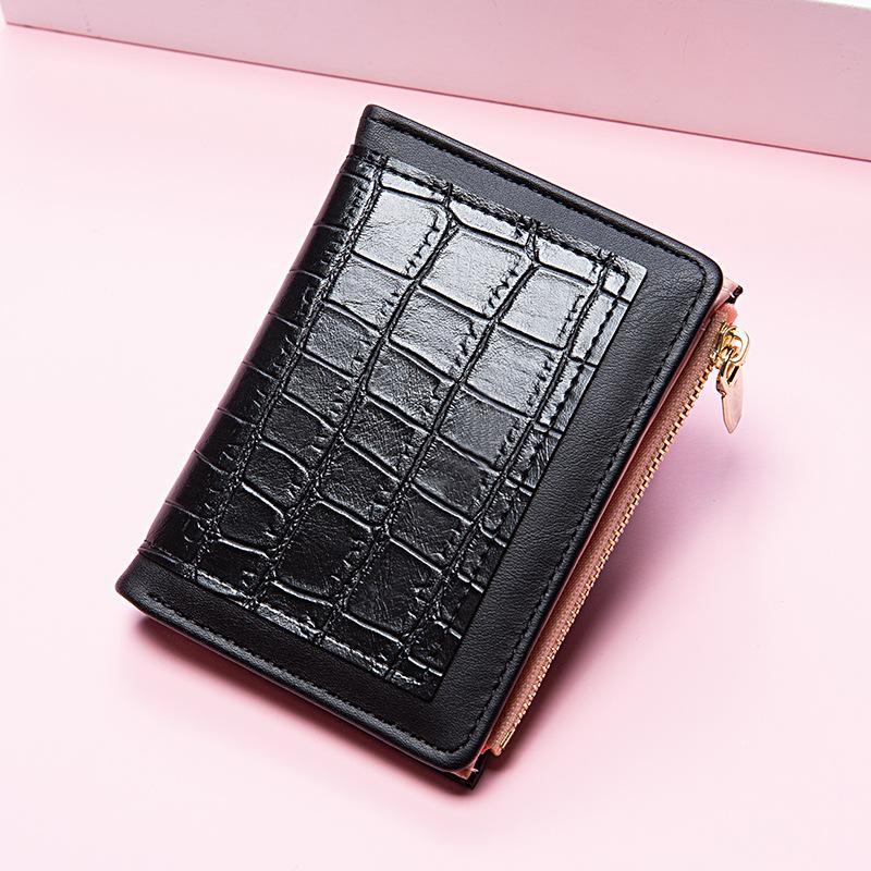 Fashion Women's Small Wallet Short Zipper Folding Stone Pattern Women's Wallet