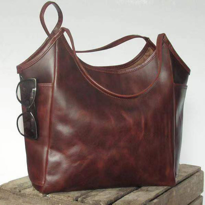Large-capacity vintage handmade leather tote bag