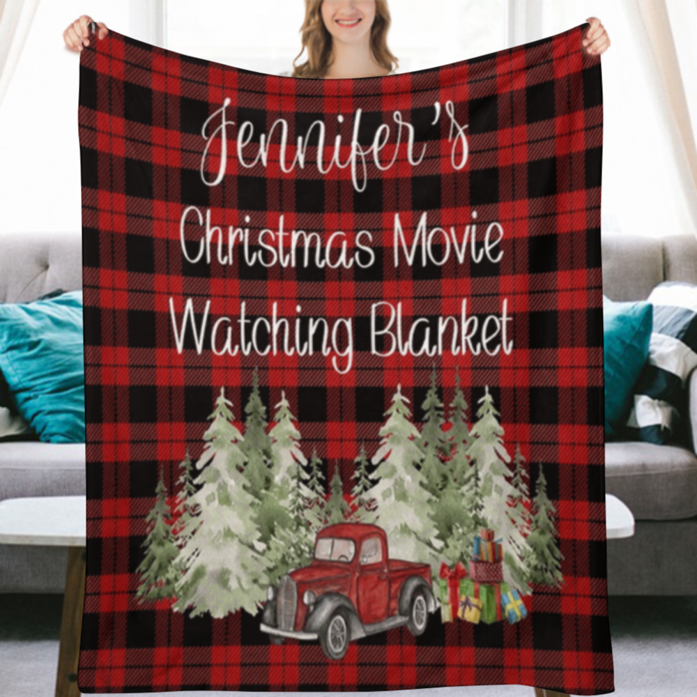 Christmas Movie Blanket, Personalized Name Blanket, Bestfriend Christmas Gift, Coworker Present, Gifts For Her Christmas Blanket, Decor