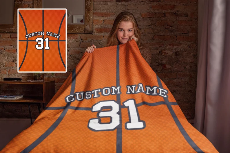 Personalized Basketball Fleece, Sherpa Blanket, Basketball player Blanket, Add any Text, Basketball gifts for players, Basketball mom
