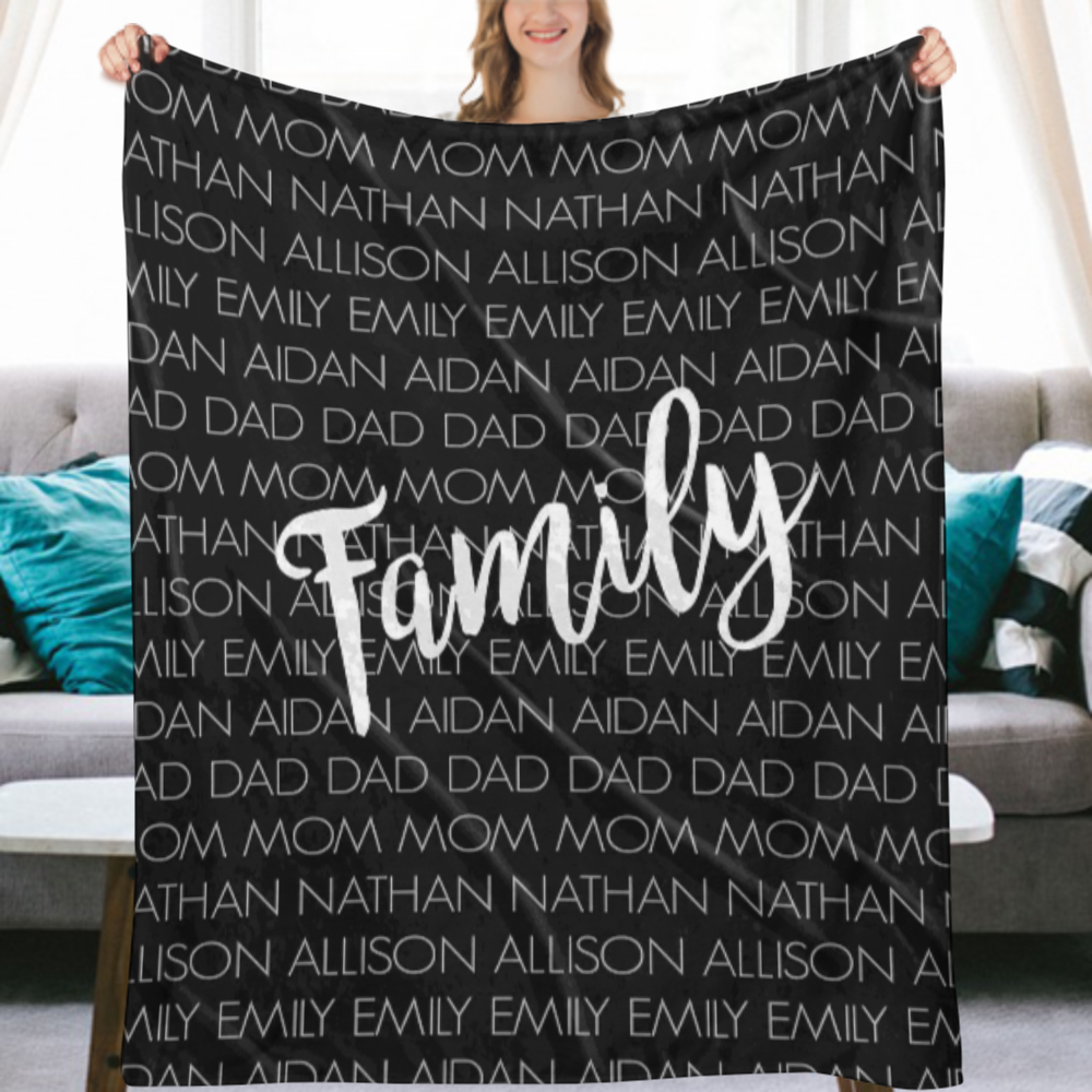 FAMILY NAMES PERSONALIZED THROW BLANKET(ALL COLOR OPTIONS)