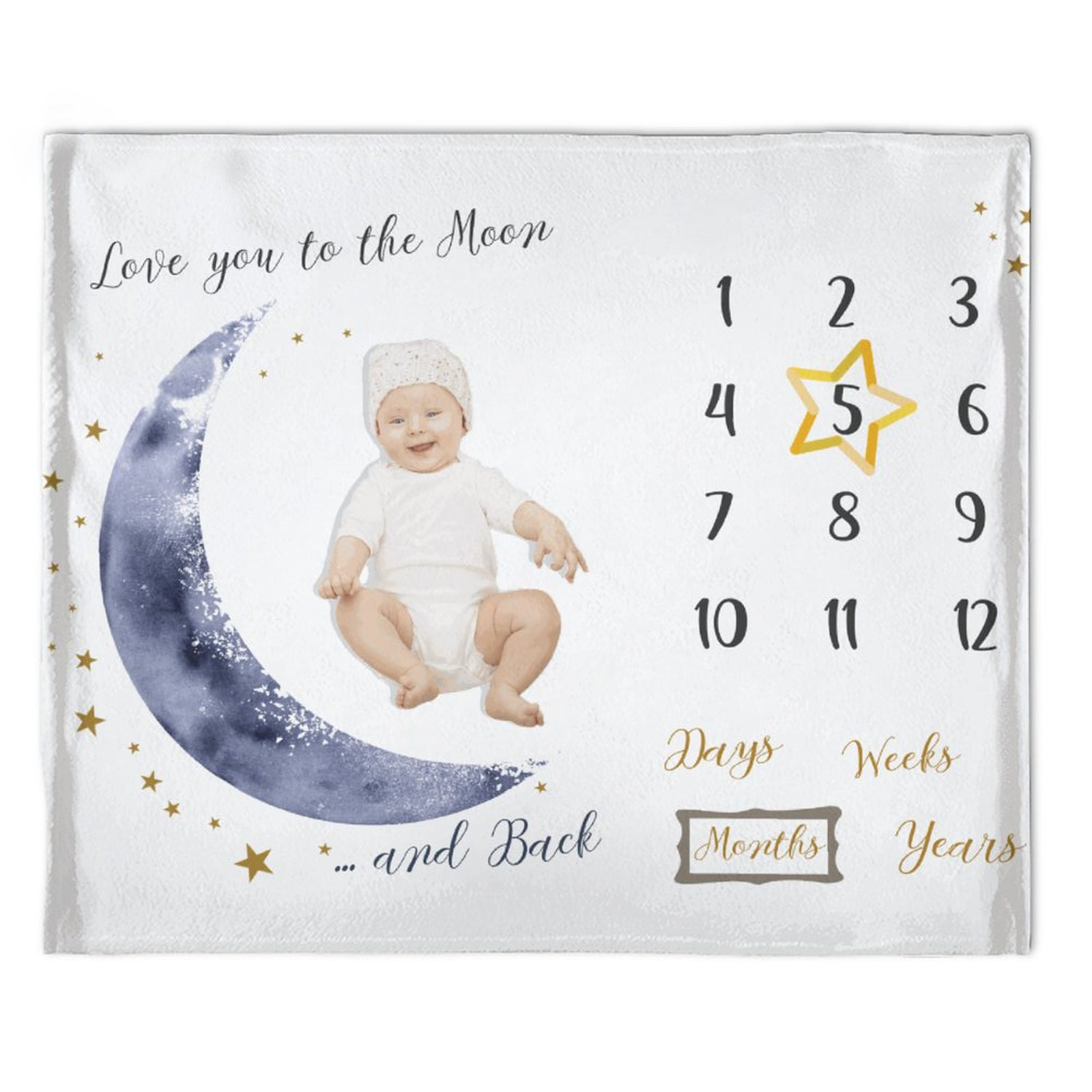 Love you to the moon and back-Baby Month Milestone Blanket - First Year Calendar Monthly Growth Chart - Baby Shower Gifts