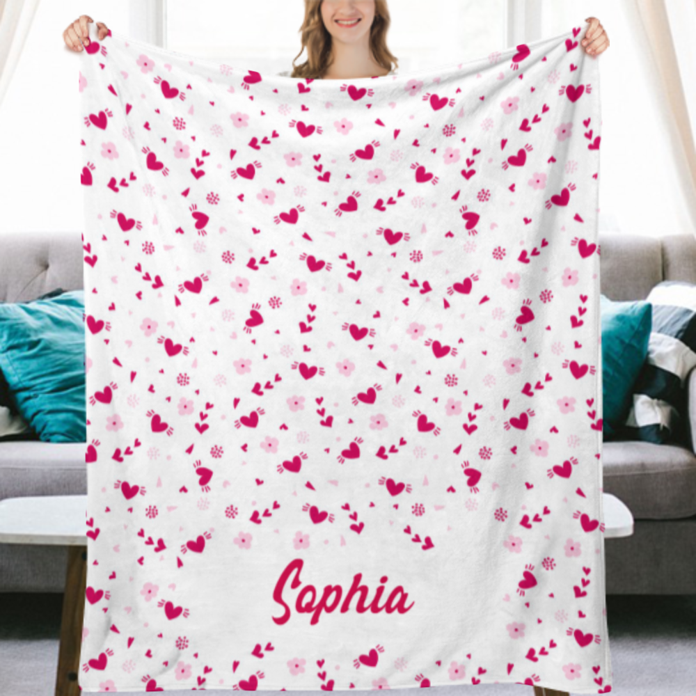 SPRINKLE HEARTS PERSONALIZED BLANKET