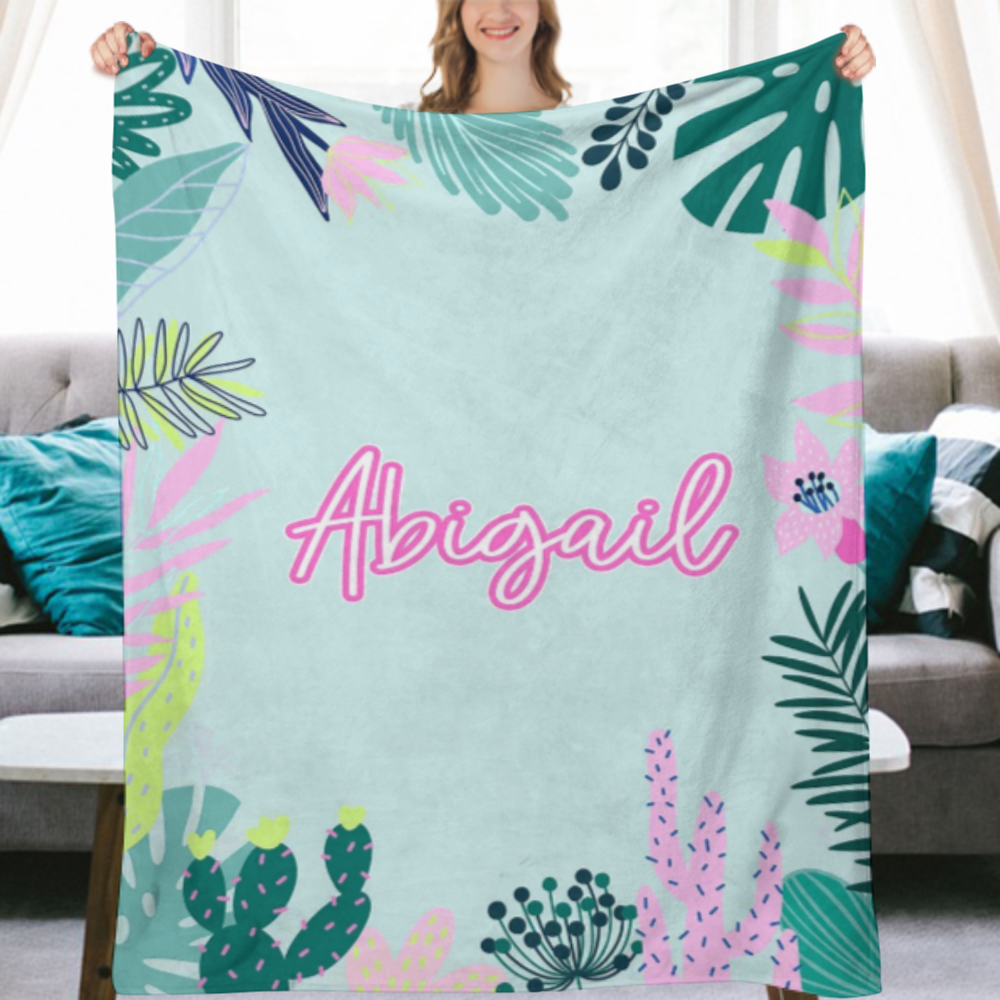 TROPICAL BORDER MODERN PERSONALIZED NAME BLANKET