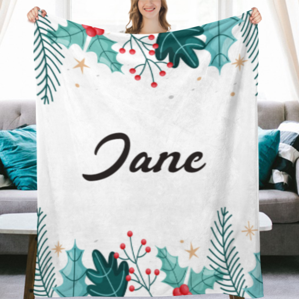 Baby Name Christmas Blanket, Custom Baby Blanket for Yule Season, Personalized Holiday Kid Blanket, Festive Season Throw, Baby Shower Gift