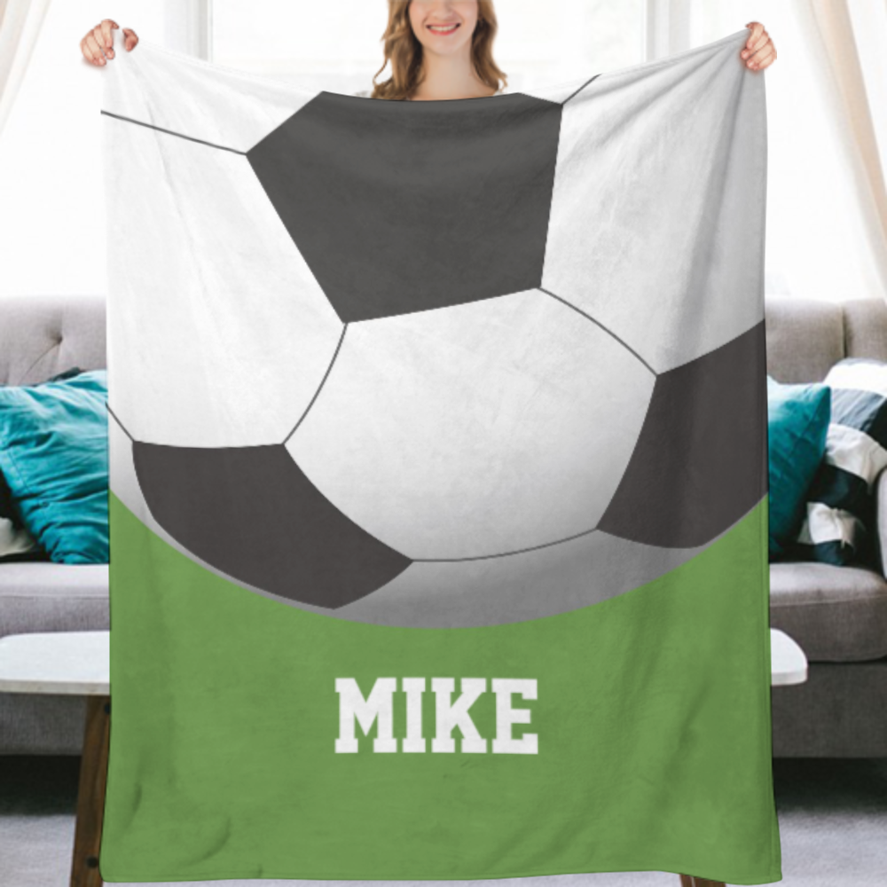 Personalized Soccer Blanket, Soccer blanket for boys and girls, Soccer baby name blanket, Sherpa, Minky or Fleece throw blanket, 15 colors