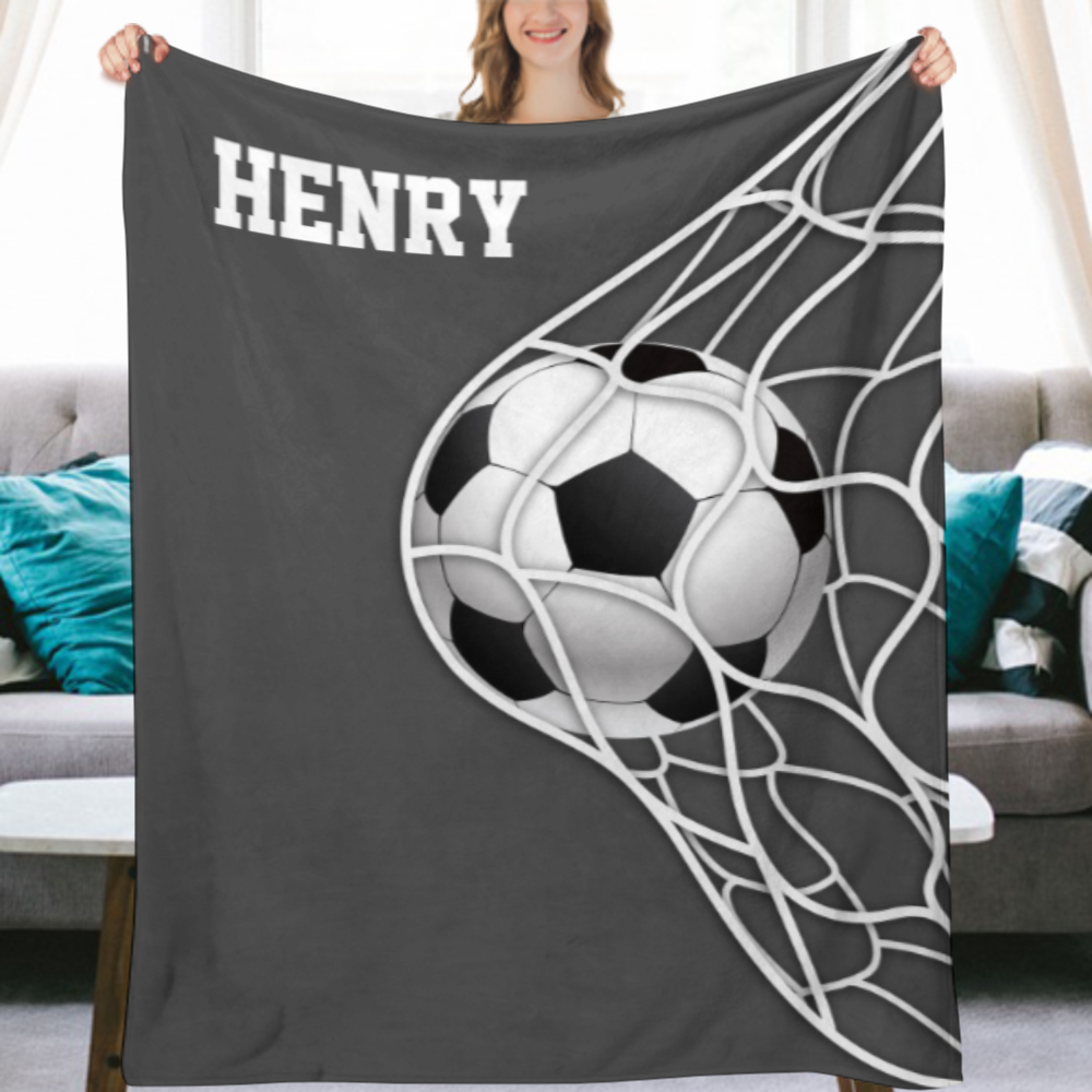 Soccer - Blanket or Wall Flag - Ball through Goal - Personalized - Gift for Soccer Players - Fan Gear -Soccer Mom - Team Gift - Senior
