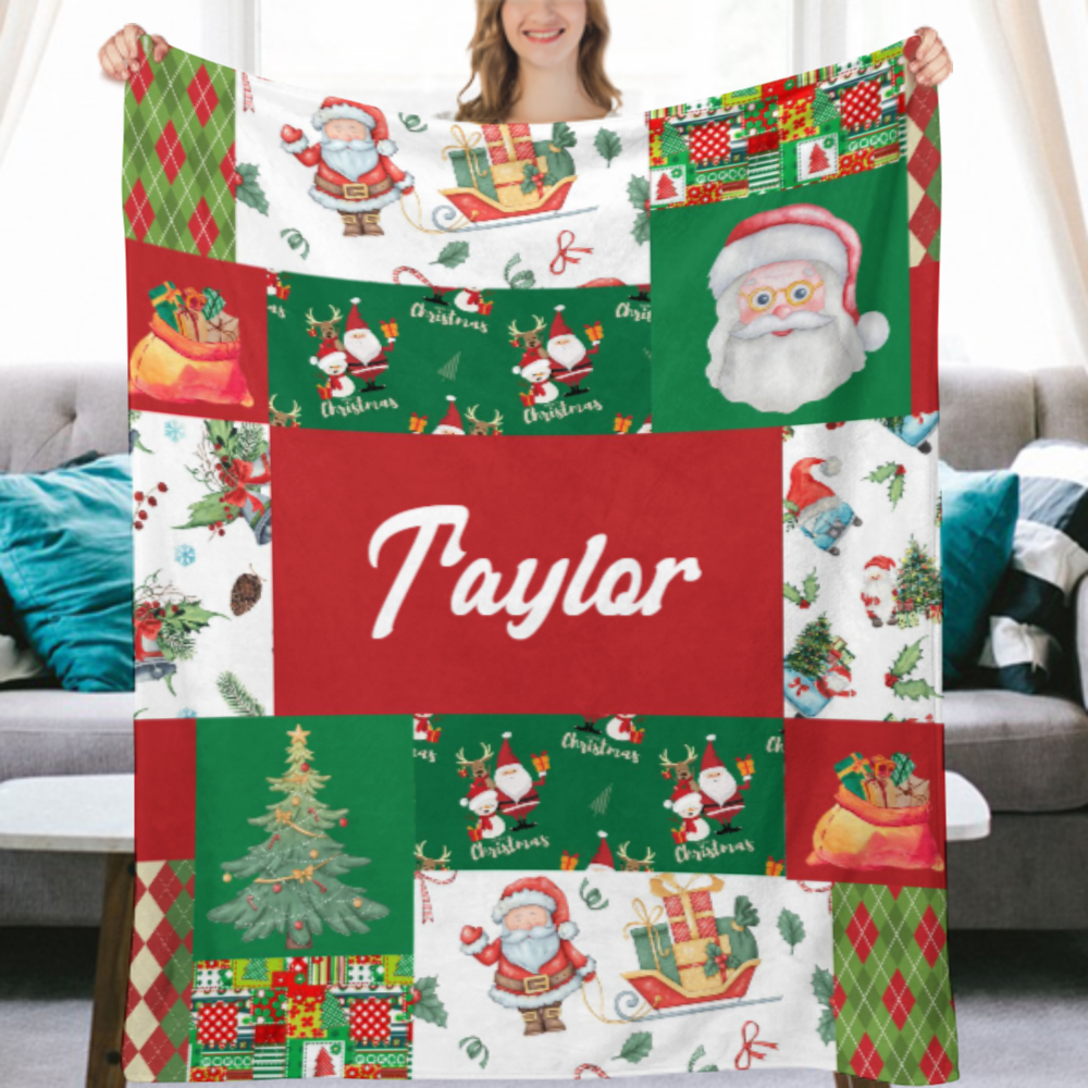 Personalized Christmas Baby Blanket, Christmas Crib Bedding, Baby Name Blanket, Baby Christmas Gift, Personalized Baby Blanket, Santa Baby