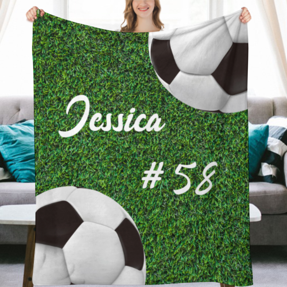 Personalized Custom Soccer Blanket, Gift For Soccer Lovers with Custom Name, Soccer Gift, Soccer Player Gift, Blanket For Soccer Lover