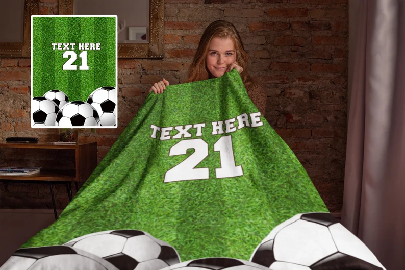 Soccer Personalized Fleece, Sherpa Blanket, Soccer player Blanket, Add Your name, soccer gifts for players, soccer mom, soccer custom gift
