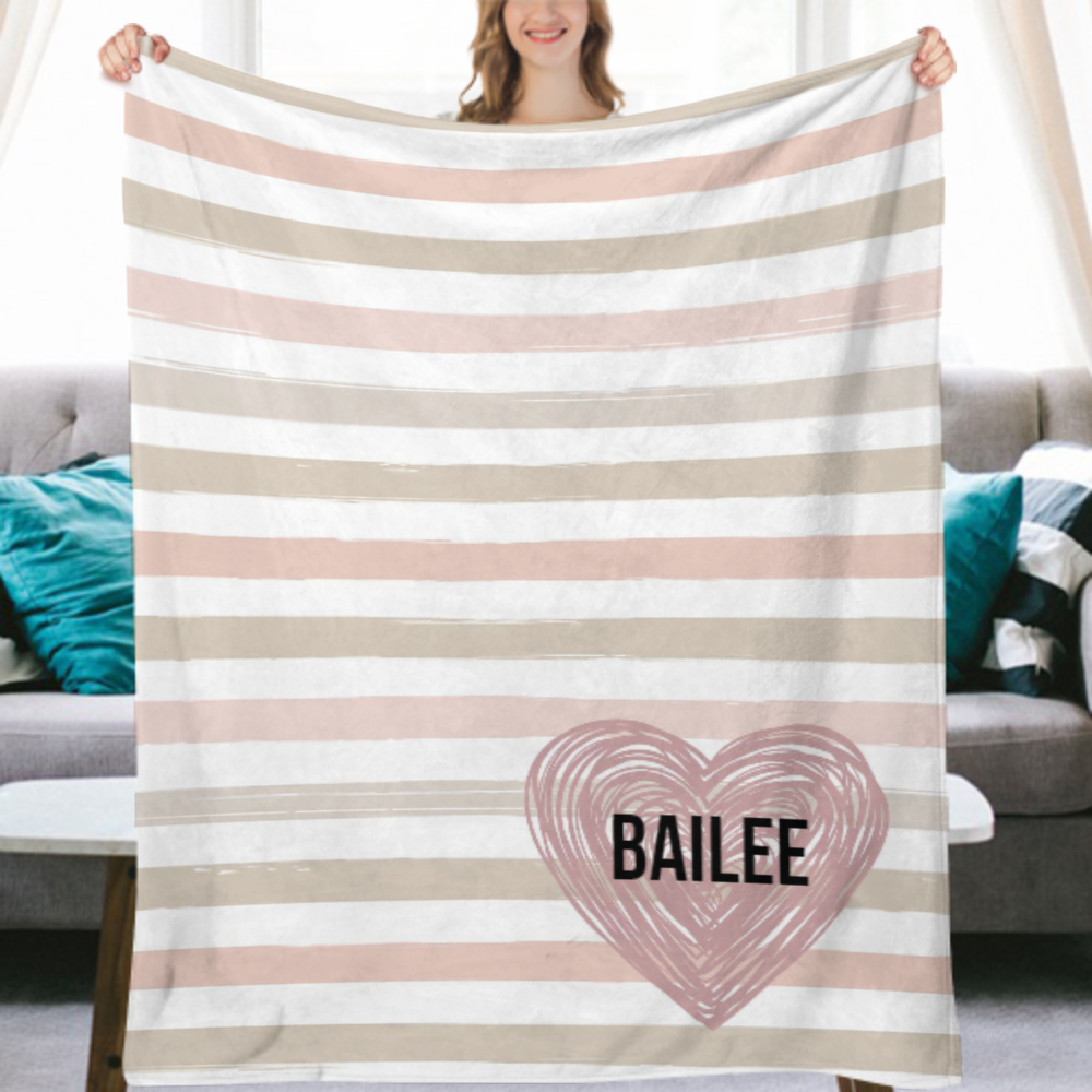 SCRIBBLE HEART-BLUSH PERSONALIZED BLANKET
