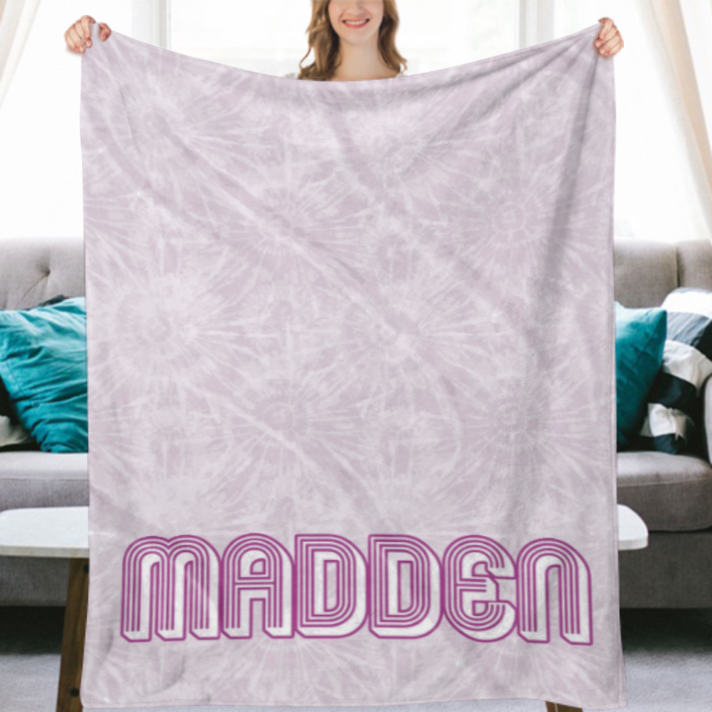 RETRO SPLATTER TIE DYE MODERN PERSONALIZED BLANKET - PINK