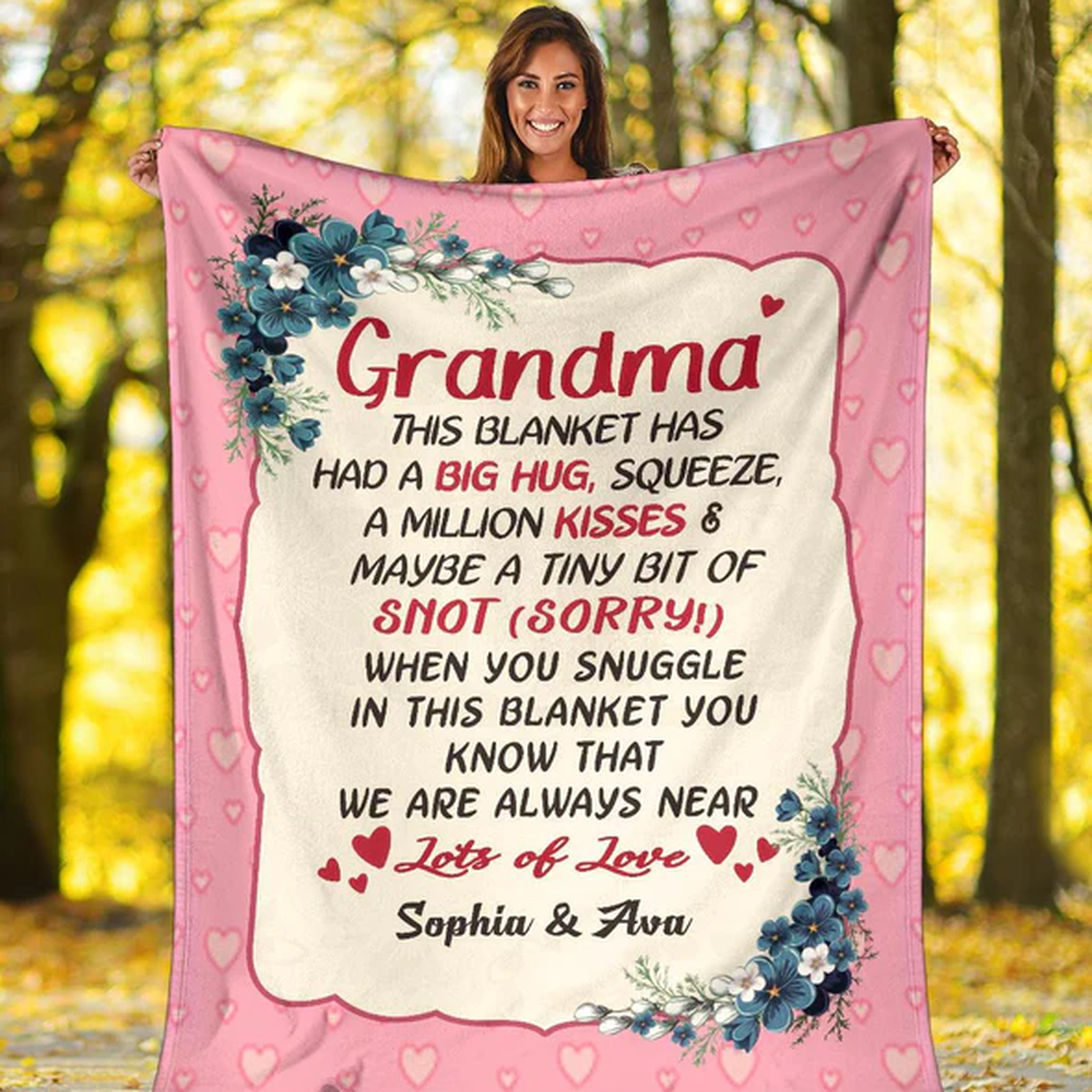 PERSONALIZED GRANDMA/NANA/PAPA QUOTED BLANKET WITH GRANDKINDS/KIDS NAME