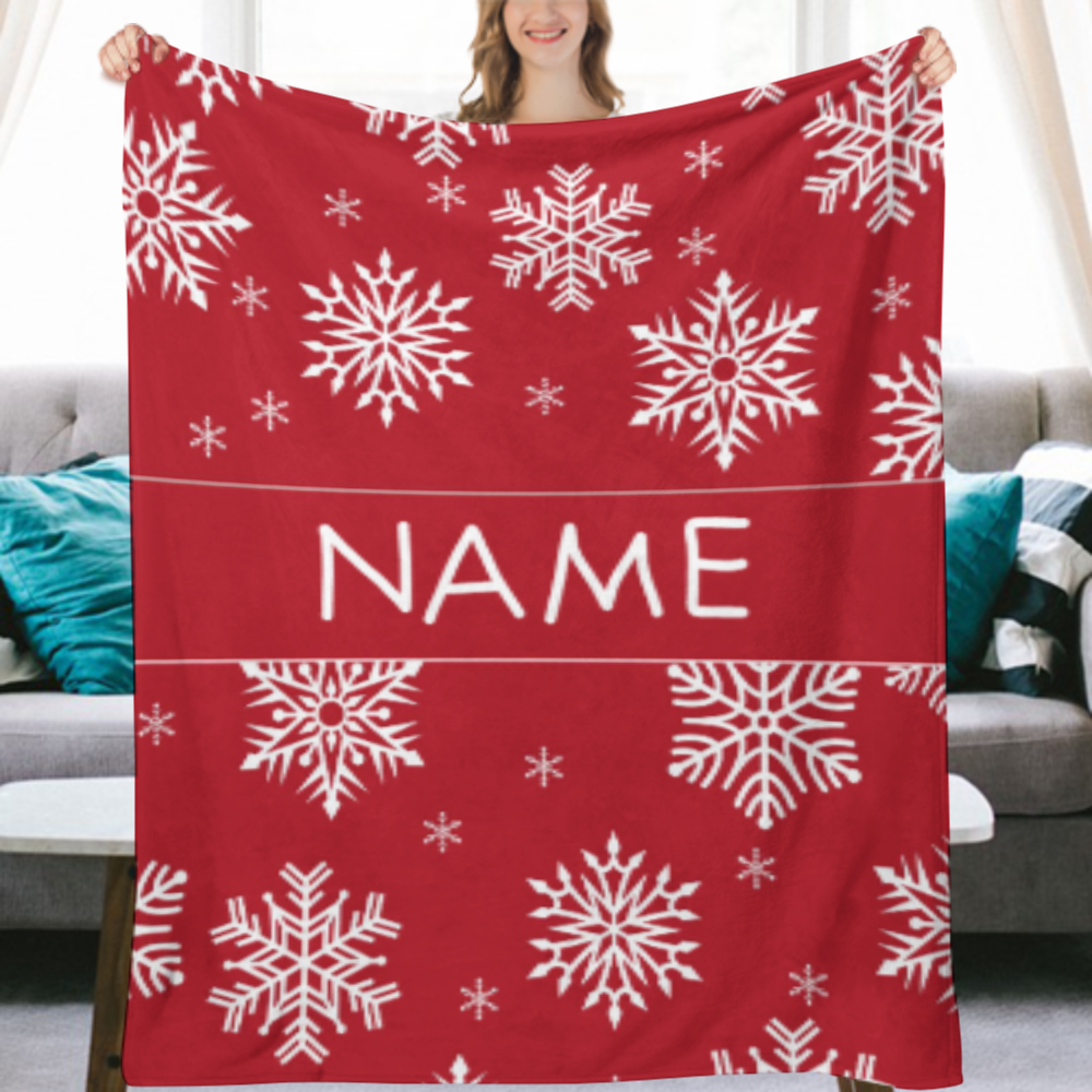 Custom Baby Name Blanket, Christmas Blanket for Kids, Holiday Season Gift for Toddler, Snowflakes Blanket for Girl, Christmas Gifts for Teen