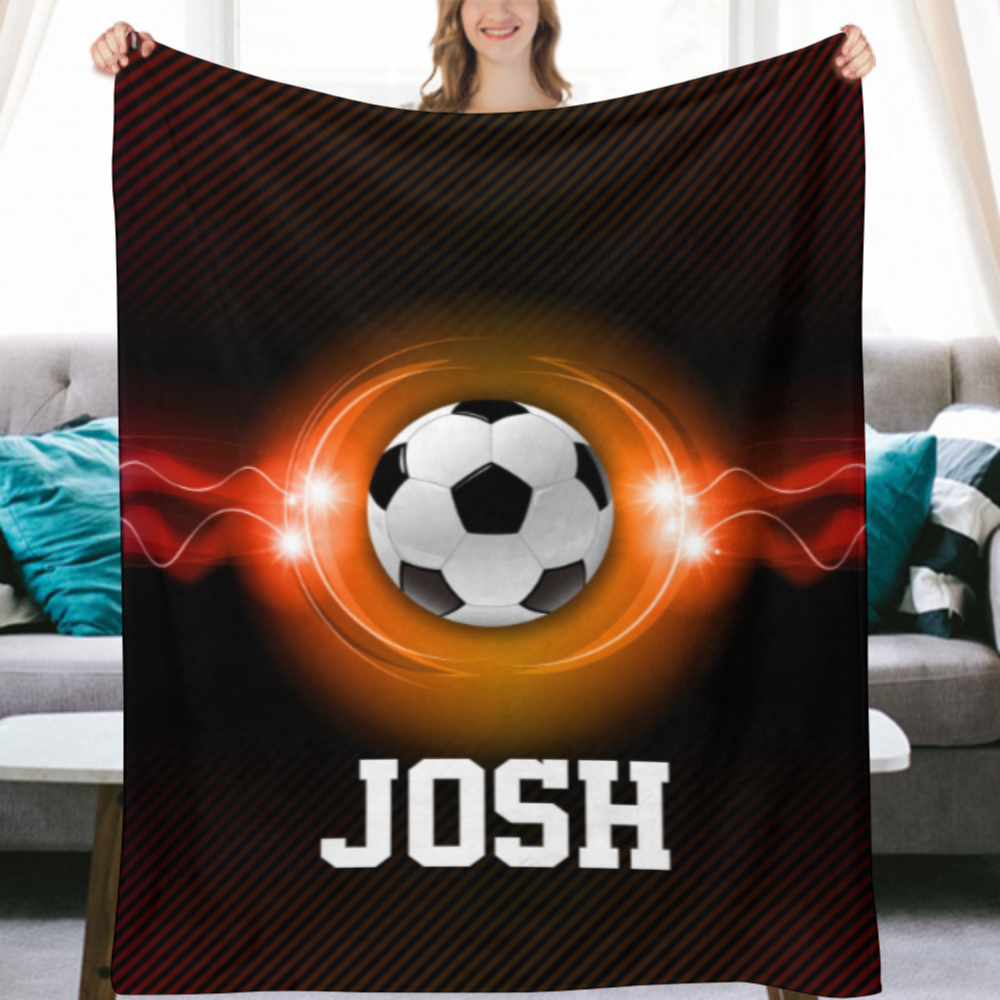 Soccer Blanket, Custom Name Blanket, Soccer Coach Gift, Toddler Nap Blanket, Personalized Adult Blanket, Mancave Decor, Soccer Player