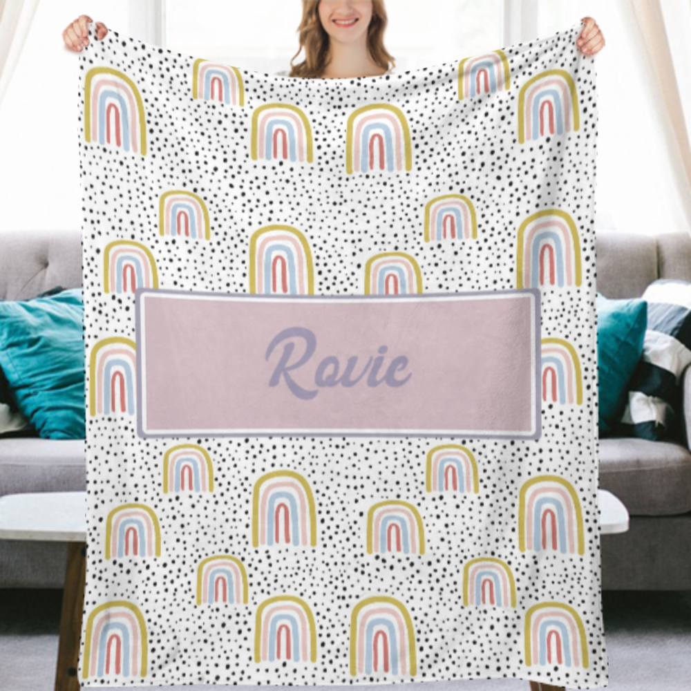 FOLLOW THE RAINBOW MODERN PERSONALIZED NAME BLANKET