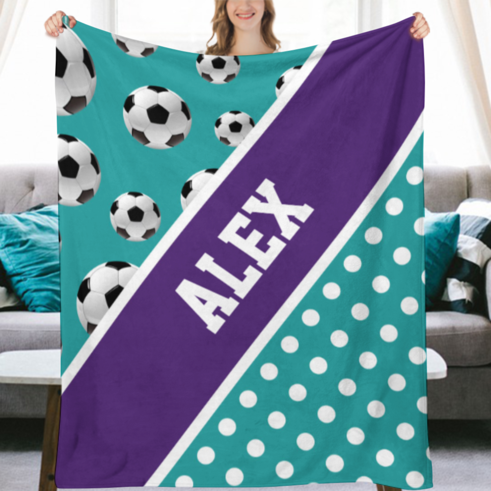Soccer Ball Blanket or Wall Flag Customized Team Colors, Name, & Number Soccer Player Gift End of Season Senior Gift