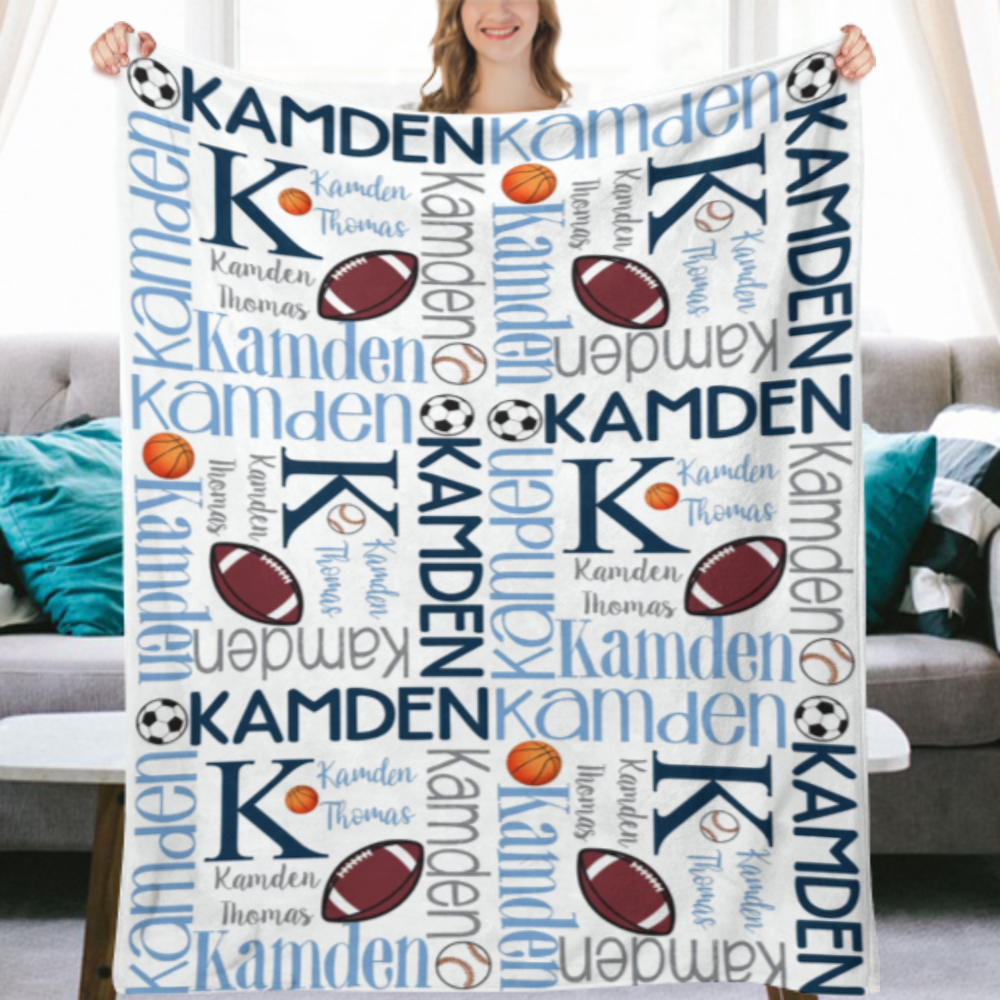 Personalized Baby sports theme name blanket, baby boy blanket, Sports theme, Baby shower gift, New Baby Gift Sports theme name blanket