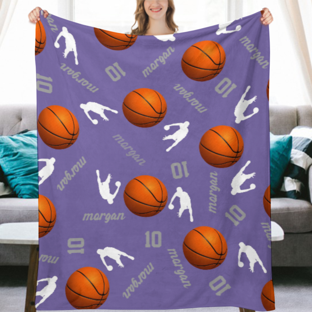 Basketball, personalized Text, Any color background Blanket.