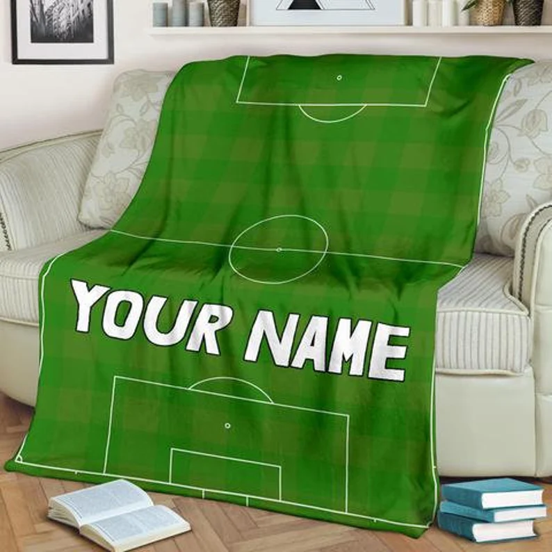 Soccer Custom Name Blanket / Soccer Throw Blanket / Football Fleece Blanket / Football Adult Blanket / Soccer Kid Blanket