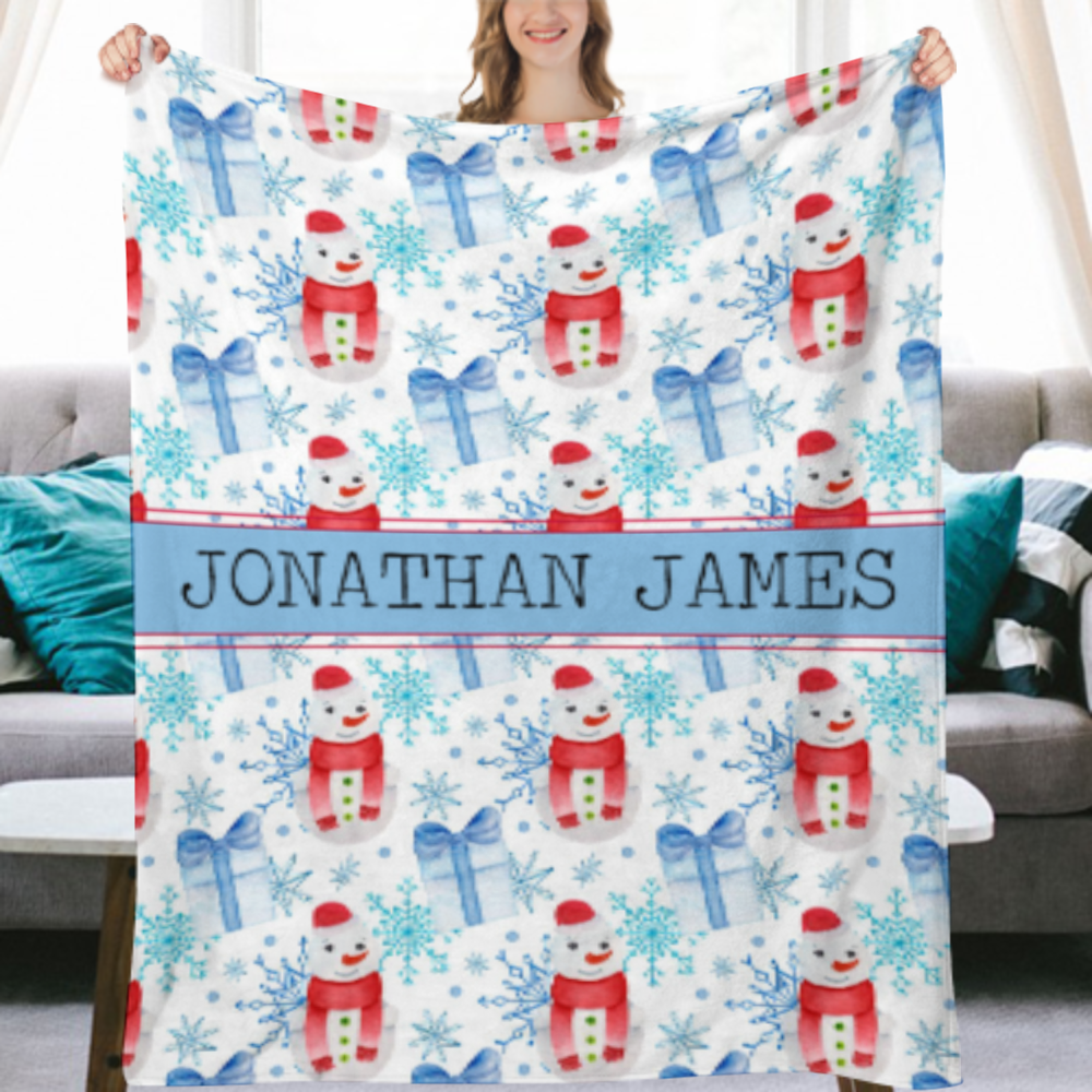 Snowman Kids Blanket Personalized Childrens Blanket, Winter Baby Blanket Holiday Gift Christmas Baby Gift Baby Shower Gift KIds Christmas