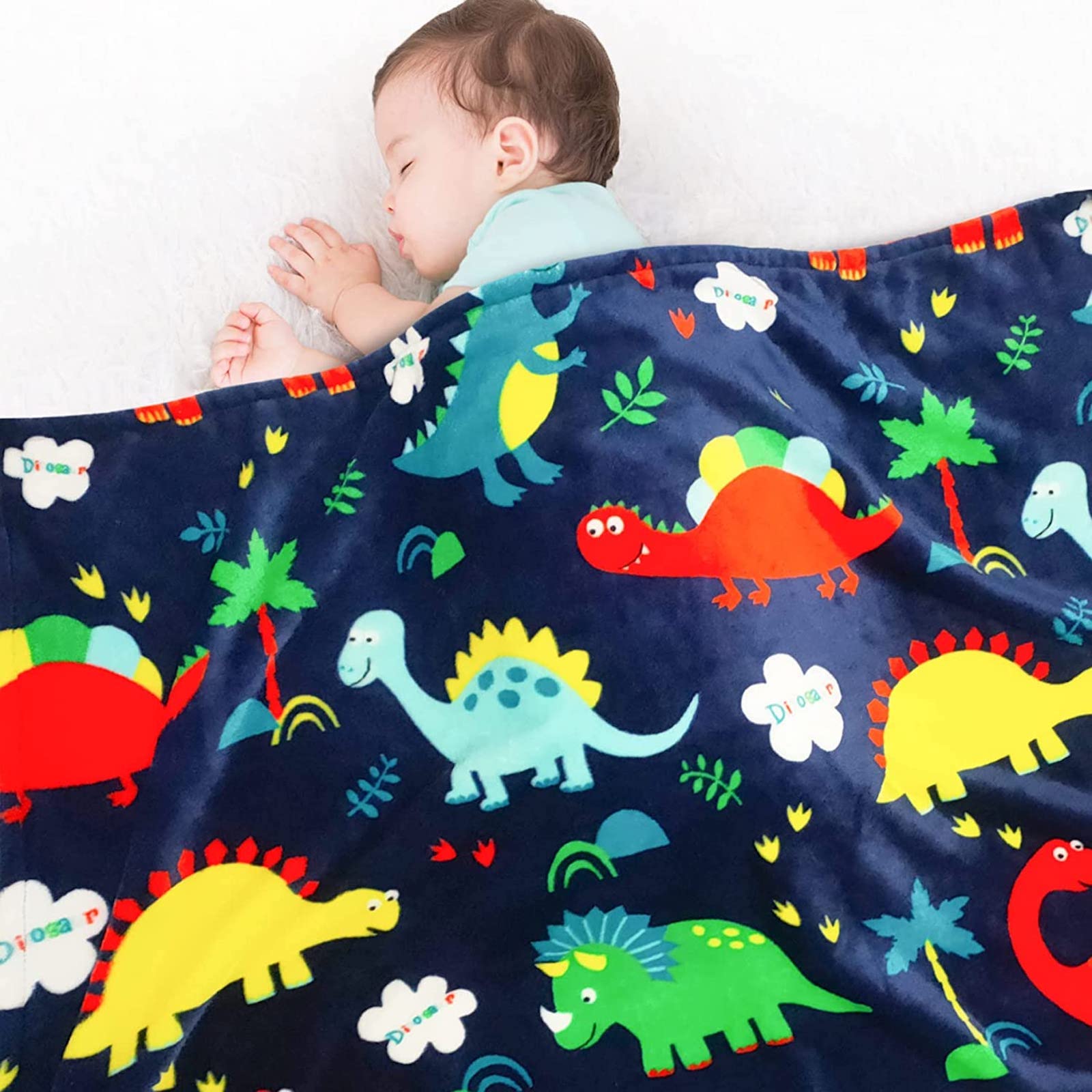 Andywoo Dinosaur Baby Blanket for Boys and Girls, Dinosaur Baby Boy Blanket with Vibrant Colors, Cute Kids Blanket for Boys, Soft Warm Dinosaur Blanket for Baby