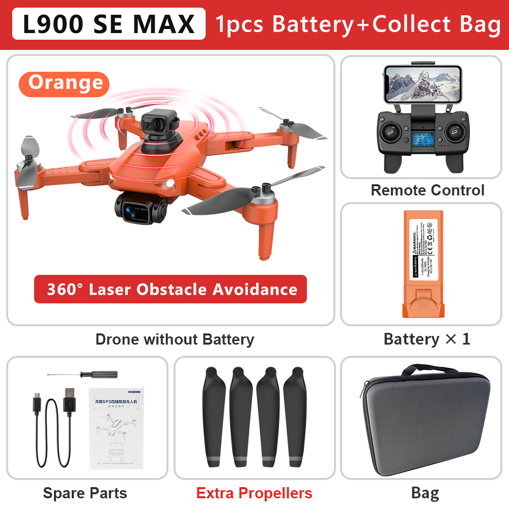 Drone profissional L900 Pro SE MAX 4K HD ESC Câmera 360 Motor sem escovas-{Aut_Drone}