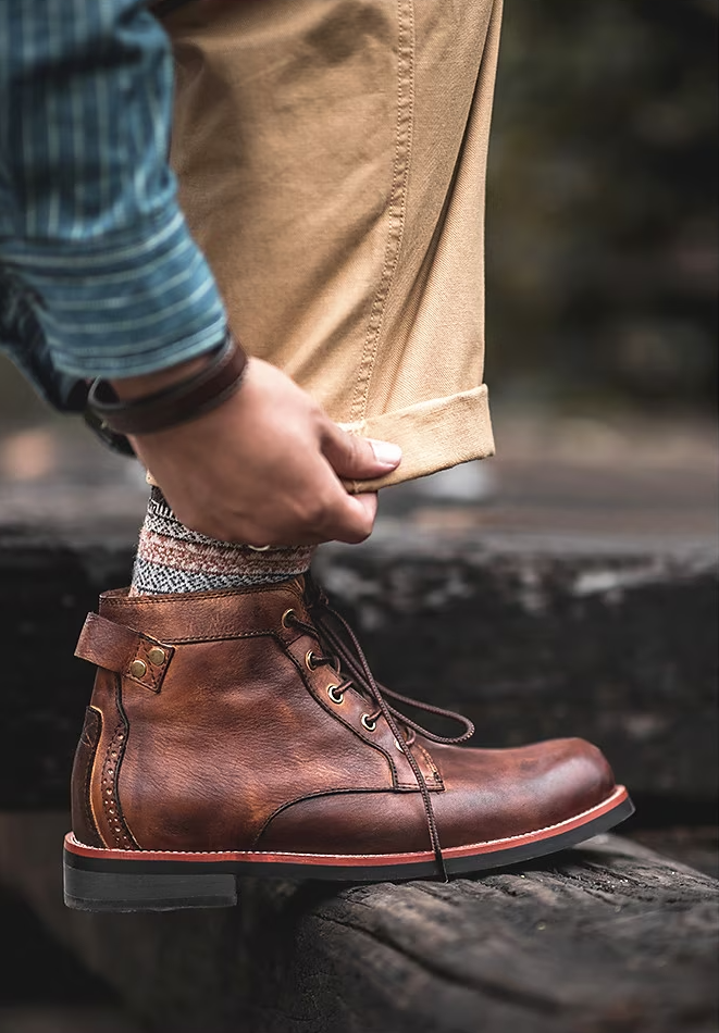 Men's Work Boots Combat Boots Motorcycle Boots Casual Vintage Classic Daily PU Black Brown Fall Winter 2023 - US $45.99 –P7