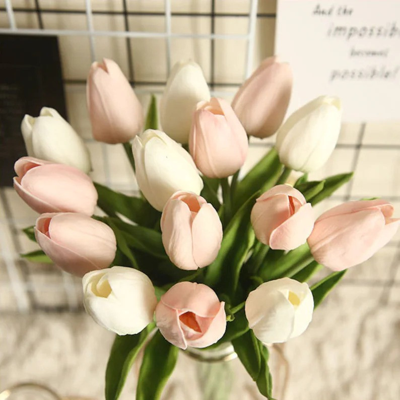 Beautiful Artificial Real Touch Tulip Flower Stems Bunch of 10