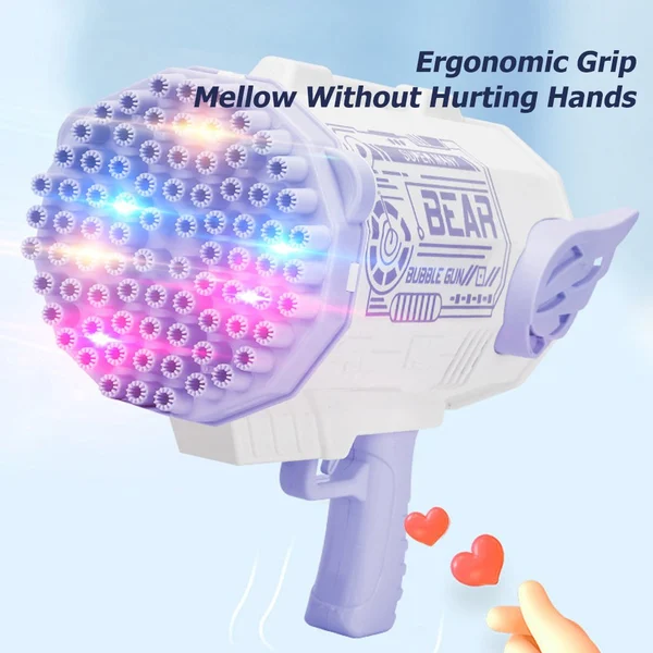 🔥Hot Sale👉 80-Hole Bubble Gun Angel Wing Style With Colorful Led Lights-Festivesl