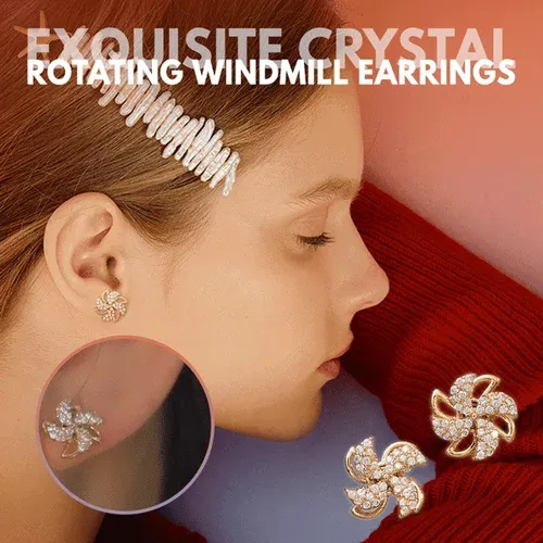 ✨Summer promotion - 40% OFF✨ Exquisite Crystal Rotating Windmill Earrings-Festivesl