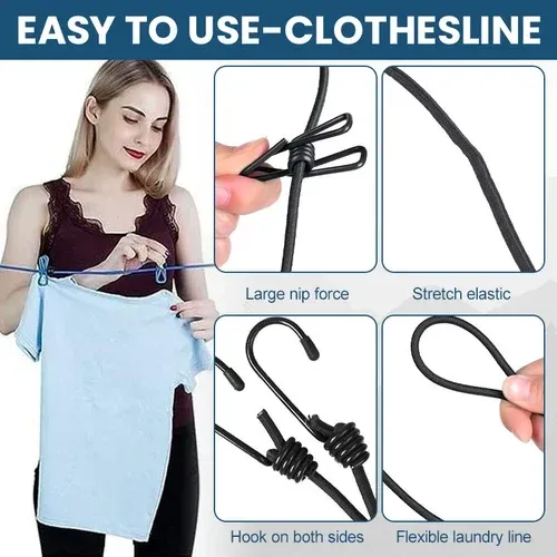 (🔥Last Day Promotion-49% OFF) Portable Clothesline for Camping/Backyard/RV-Festivesl