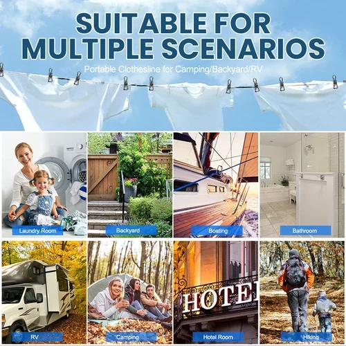 (🔥Last Day Promotion-49% OFF) Portable Clothesline for Camping/Backyard/RV-Festivesl