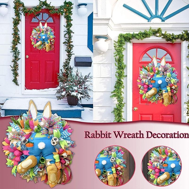 2023 New Easter Bunny Wreath Happy Easter Rabbit Decoration-Festivesl