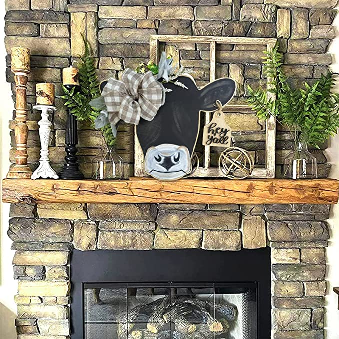 🔥Spring Hot Sale🌷Farmhouse Cow Head Welcome Wreath-Festivesl